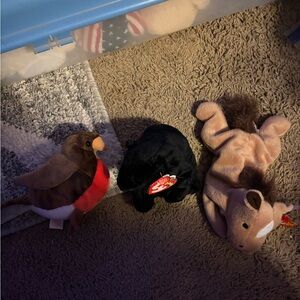 Ty Stuffed Animals Set - Brown, Black, Red